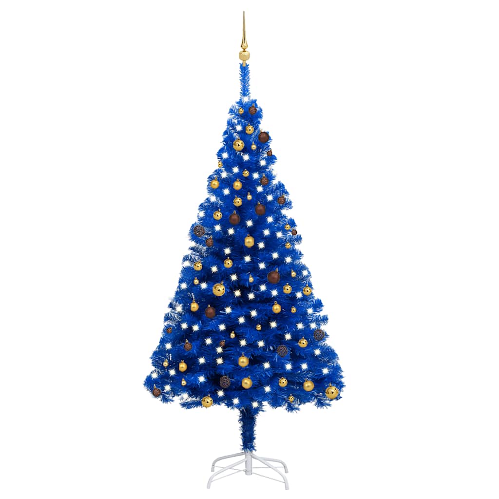 Árbol de navidad preiluminado con luces y bolas azul 240 cm v5988 Vetonek