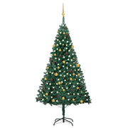 Árbol de navidad preiluminado con luces y bolas verde 240 cm v6251 Vetonek