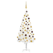 Árbol de navidad preiluminado con luces y bolas blanco 120 cm v6336 Vetonek