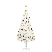 Árbol de navidad preiluminado con luces y bolas blanco 150 cm v6343 Vetonek