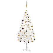 Árbol de navidad preiluminado con luces y bolas blanco 180 cm v6350 Vetonek