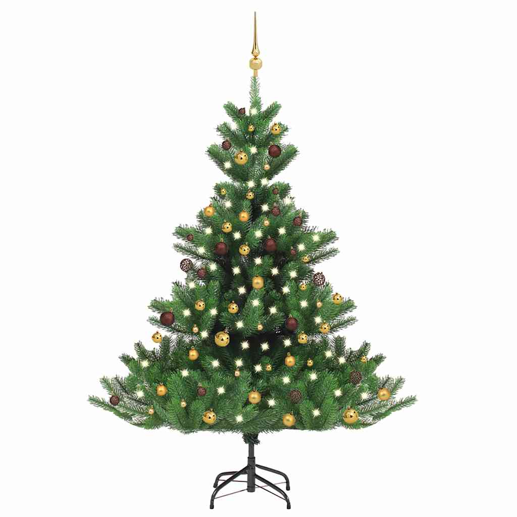 Vetonek Árbol de Navidad abeto Nordmann con LEDs y bolas verde 180 cm