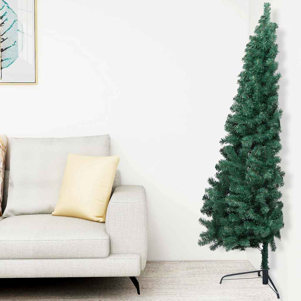 Medio árbol de Navidad con luces y bolas verde 150 cm - Vetonek