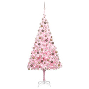 Árbol de navidad preiluminado con luces y bolas rosa 210 cm v6732 Vetonek