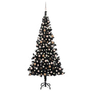 Árbol de navidad preiluminado con luces y bolas negro 210 cm v6787 Vetonek