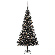 Árbol de navidad preiluminado con luces y bolas negro 240 cm v6794 Vetonek