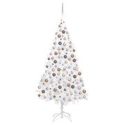 Árbol de navidad preiluminado con luces y bolas blanco 210 cm v7159 Vetonek