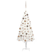 Árbol de navidad preiluminado con luces y bolas blanco 150 cm v7203 Vetonek