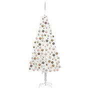 Árbol de navidad preiluminado con luces y bolas blanco 210 cm v7227 Vetonek