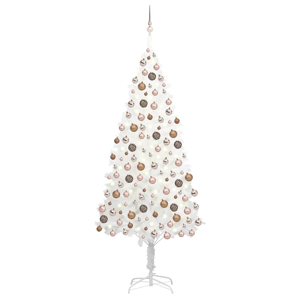Árbol de navidad preiluminado con luces y bolas blanco 240 cm v7234 Vetonek