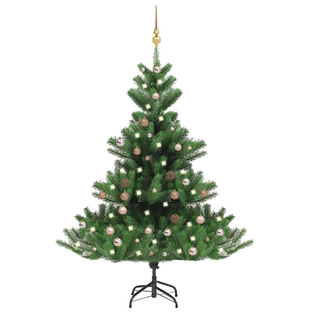 Vetonek Árbol de Navidad abeto Nordmann con LEDs y bolas verde 150 cm