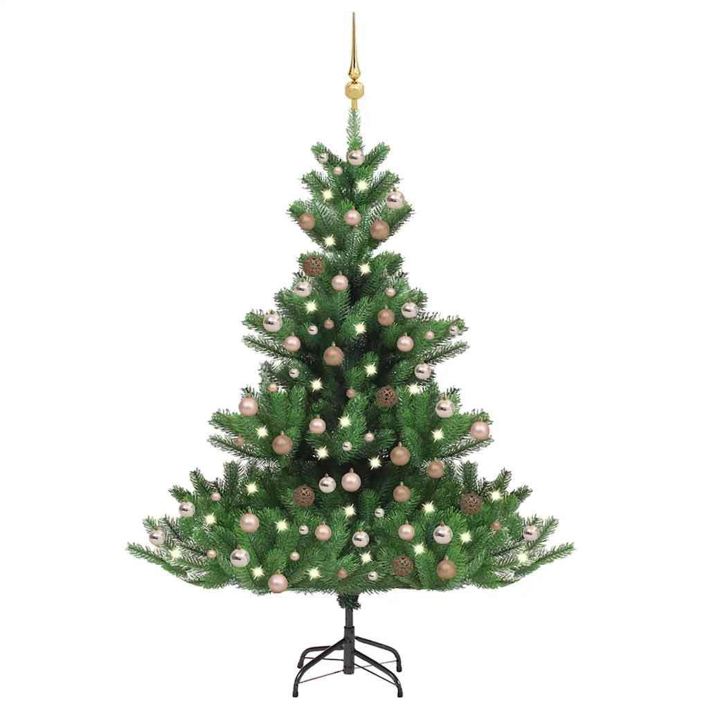 Vetonek Árbol de Navidad abeto Nordmann con LEDs y bolas verde 210 cm