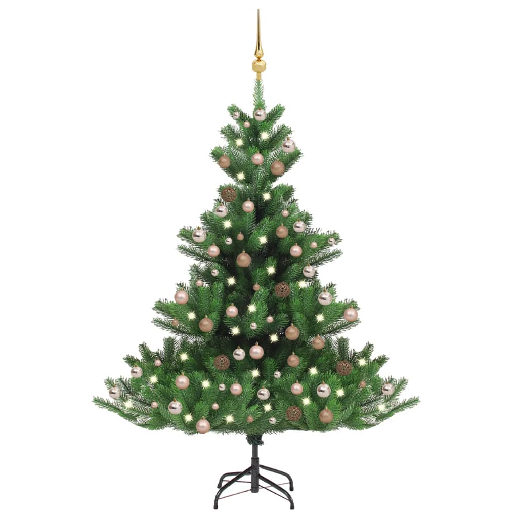 Árbol de Navidad abeto Nordmann con LEDs y bolas verde 240 cm