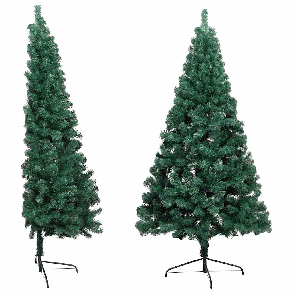 Demi-arbre de Noël avec des lumières et des boules vertes 120 cm