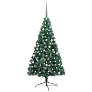 Medio árbol de navidad con luces y bolas verde 210 cm v7395 Vetonek