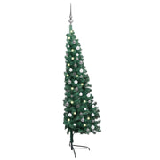 Medio árbol de navidad con luces y bolas verde 210 cm v7395 Vetonek