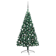 Medio árbol de navidad con luces y bolas verde 240 cm v7401 Vetonek