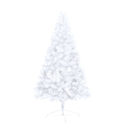 Medio árbol de Navidad con luces y bolas blanco 150 cm - Vetonek