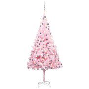 Árbol de navidad preiluminado con luces y bolas rosa 210 cm v7593 Vetonek
