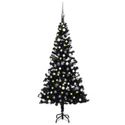 Árbol de navidad preiluminado con luces y bolas negro 120 cm v7616 Vetonek