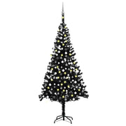 Árbol de navidad preiluminado con luces y bolas negro 240 cm v7654 Vetonek