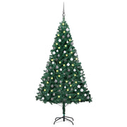 Árbol de navidad preiluminado con luces y bolas verde 120 cm v7937 Vetonek