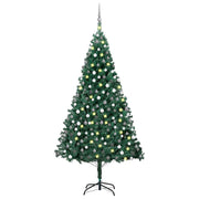 Árbol de navidad preiluminado con luces y bolas verde 240 cm v7975 Vetonek