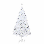 Árbol de navidad preiluminado con luces y bolas blanco 210 cm v8019 Vetonek