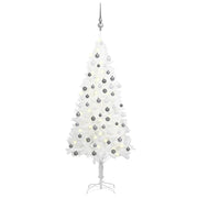 Árbol de navidad preiluminado con luces y bolas blanco 120 cm v8057 Vetonek