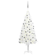 Árbol de navidad preiluminado con luces y bolas blanco 150 cm v8064 Vetonek