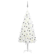 Árbol de navidad preiluminado con luces y bolas blanco 180 cm v8071 Vetonek