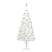 Árbol de navidad preiluminado con luces y bolas blanco 210 cm v8088 Vetonek