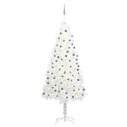 Árbol de navidad preiluminado con luces y bolas blanco 240 cm v8095 Vetonek