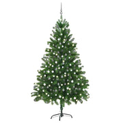 Árbol de navidad preiluminado con luces y bolas verde 210 cm v8156 Vetonek