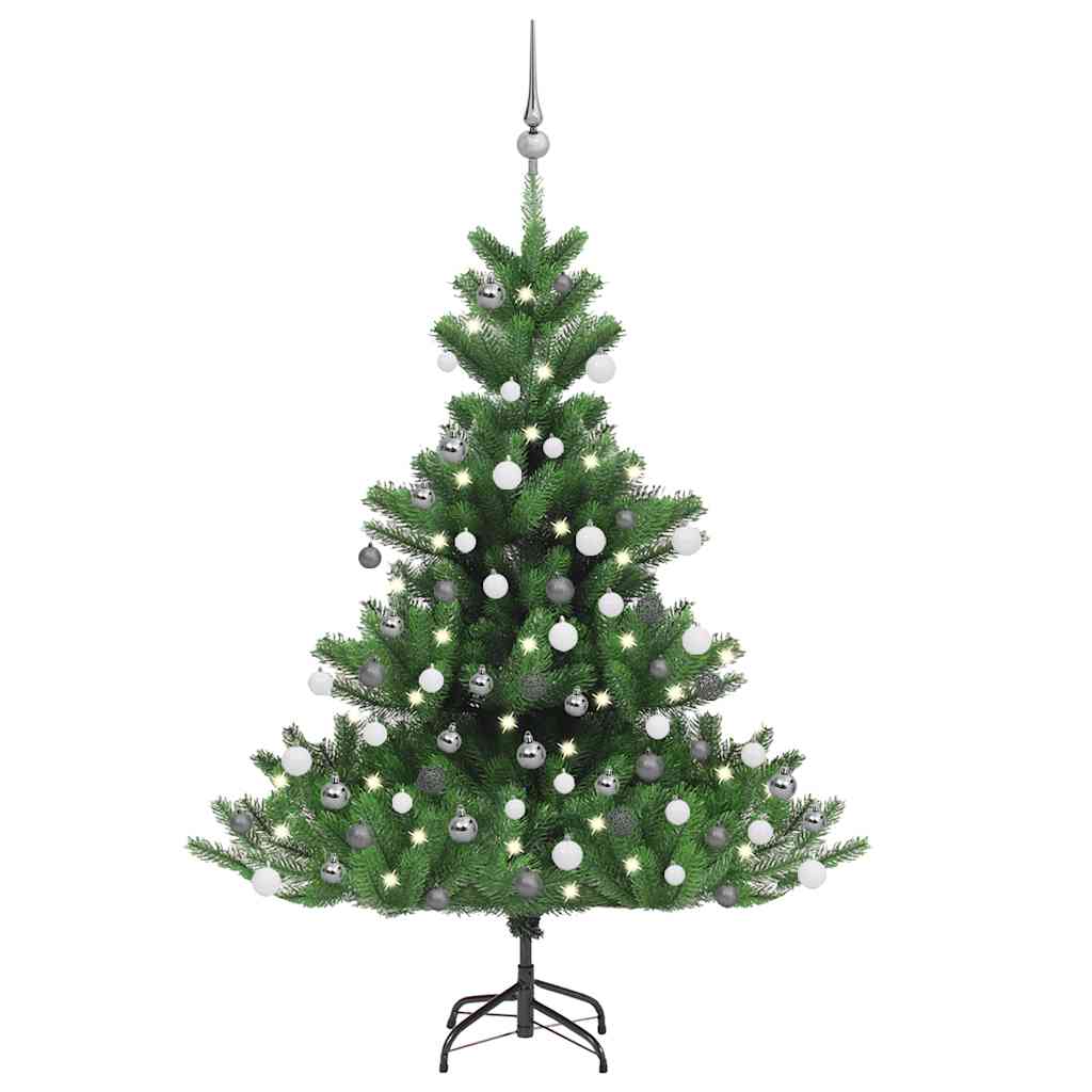 Vetonek Árbol de Navidad abeto Nordmann con LEDs y bolas verde 120 cm