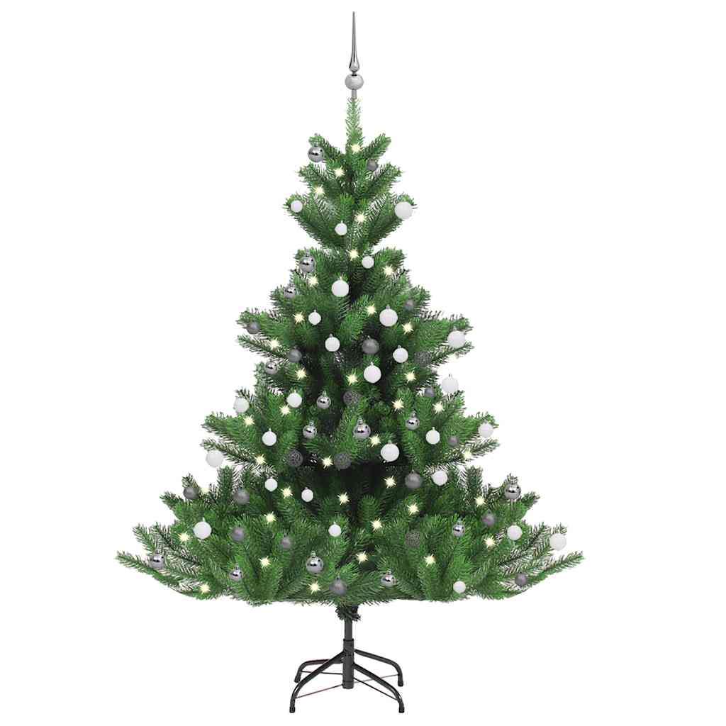 Vetonek Árbol de Navidad abeto Nordmann con LEDs y bolas verde 180 cm