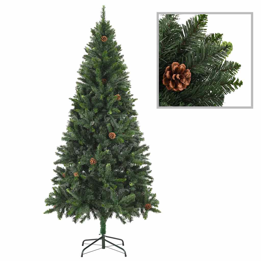 Árbol de navidad preiluminado con luces y bolas verde 210 cm v8859 Vetonek