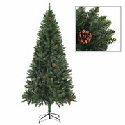 Árbol de navidad preiluminado con luces y bolas verde 210 cm v8859 - Vetonek
