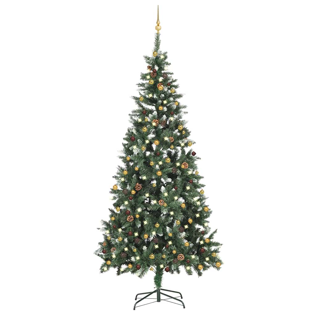 Árbol de navidad preiluminado con luces y bolas 210 cm v8880 Vetonek