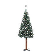 Árbol de navidad delgado con luces y bolas verde 180 cm v9993 Vetonek