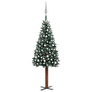 Árbol de navidad delgado con luces y bolas verde 210 cm v0002 Vetonek