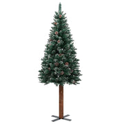 Vetonek Árbol de Navidad delgado con luces y bolas verde 210 cm