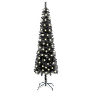 Árbol de navidad delgado con luces negro 240 cm v0798 Vetonek