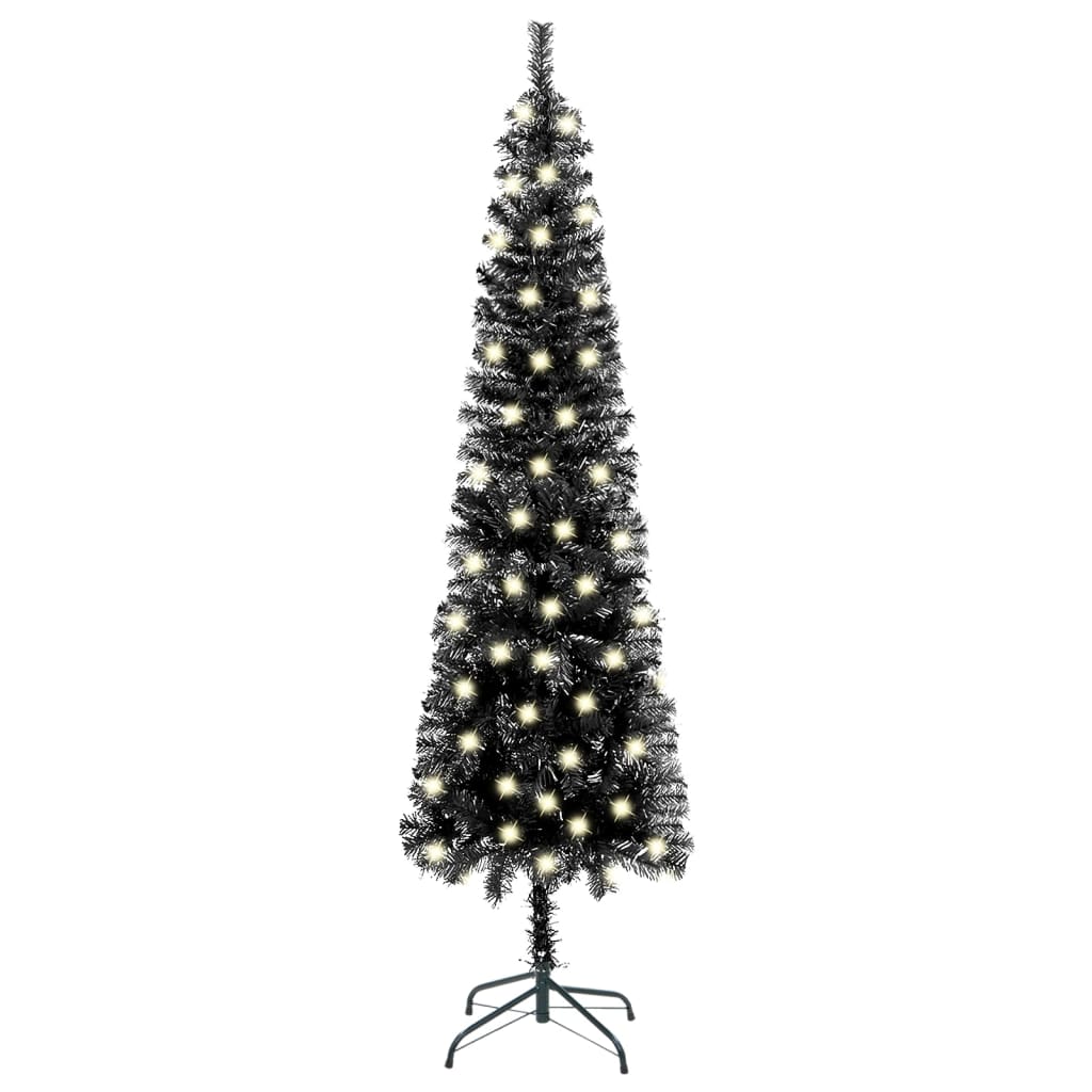 Árbol de navidad delgado con luces negro 240 cm v0798 Vetonek