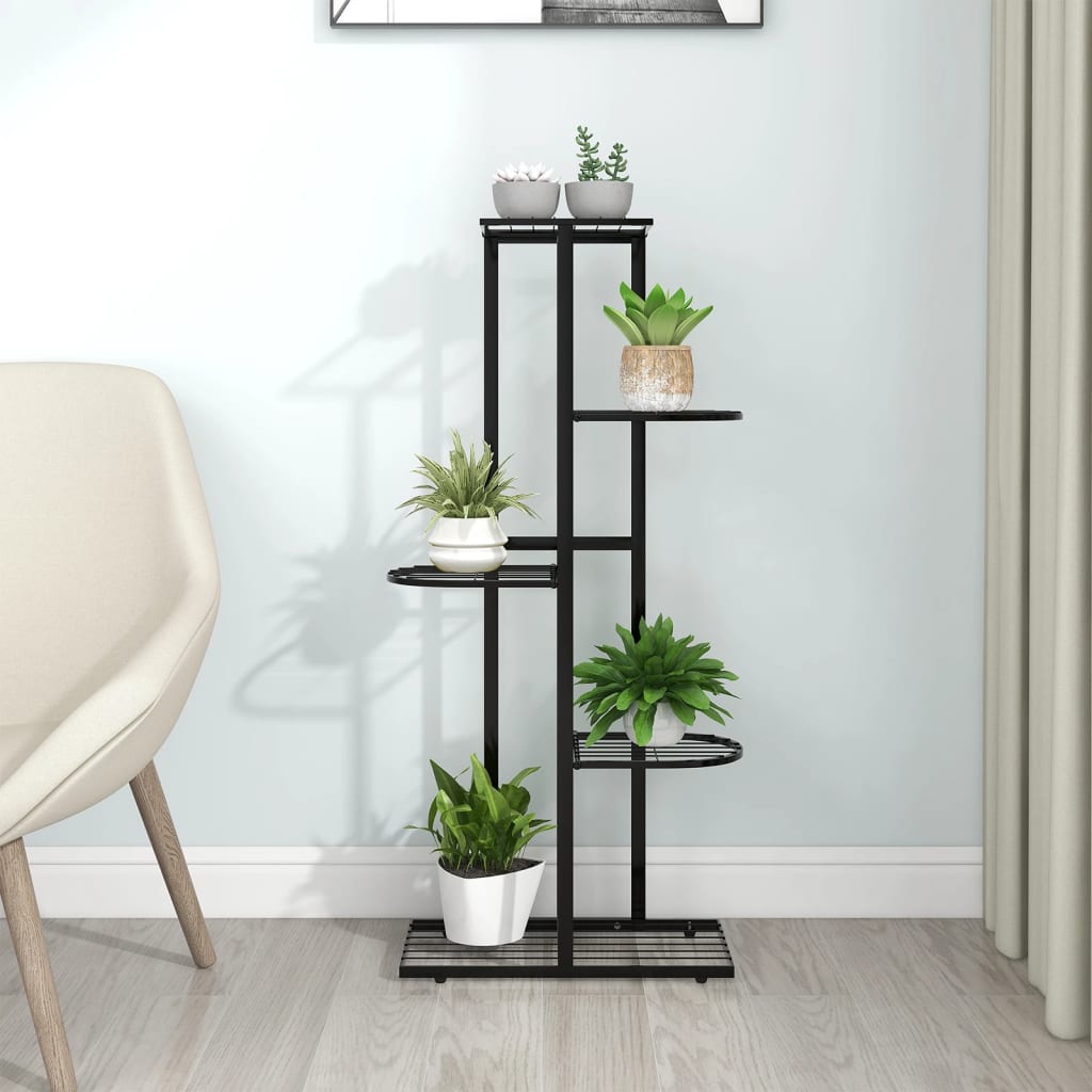 Vetonek Soporte de flores de 5 estantes de metal negro 43x22x98 cm 