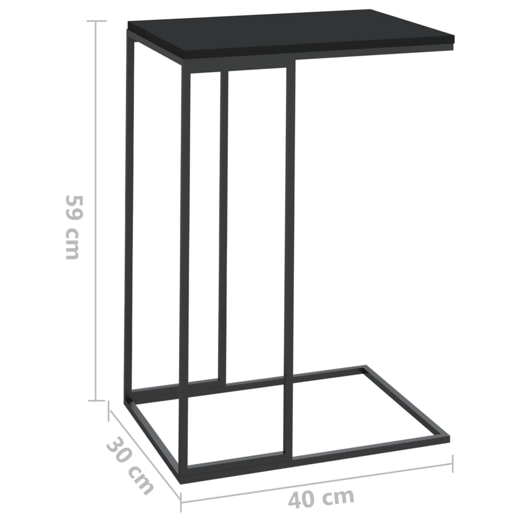 Mesa auxiliar de madera negro 40x30x59 cm