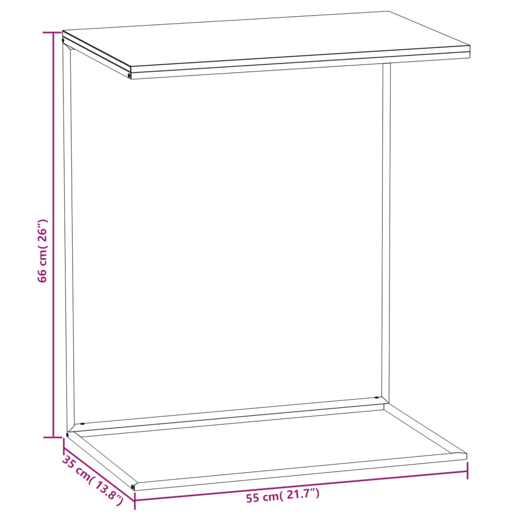 Mesa auxiliar de madera negro 55x35x66 cm