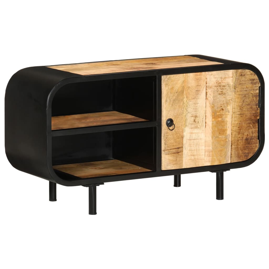 Vetonek Mueble para TV de madera maciza de mango rugosa 90x30x48 cm