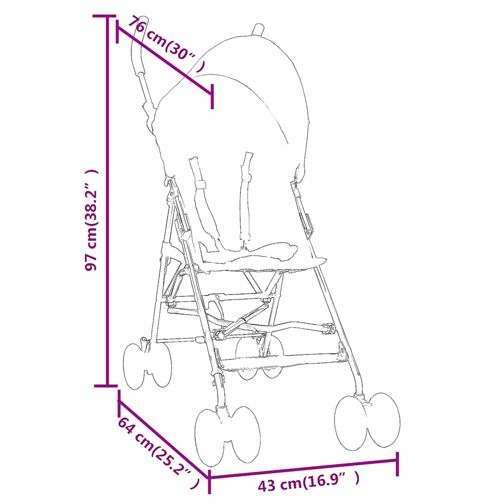 Silla de paseo de bebé acero antracita y negro vidaXL