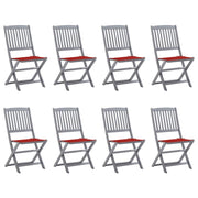Folding garden chairs 8 pcs and cushions solid acacia wood v8886 Vetonek